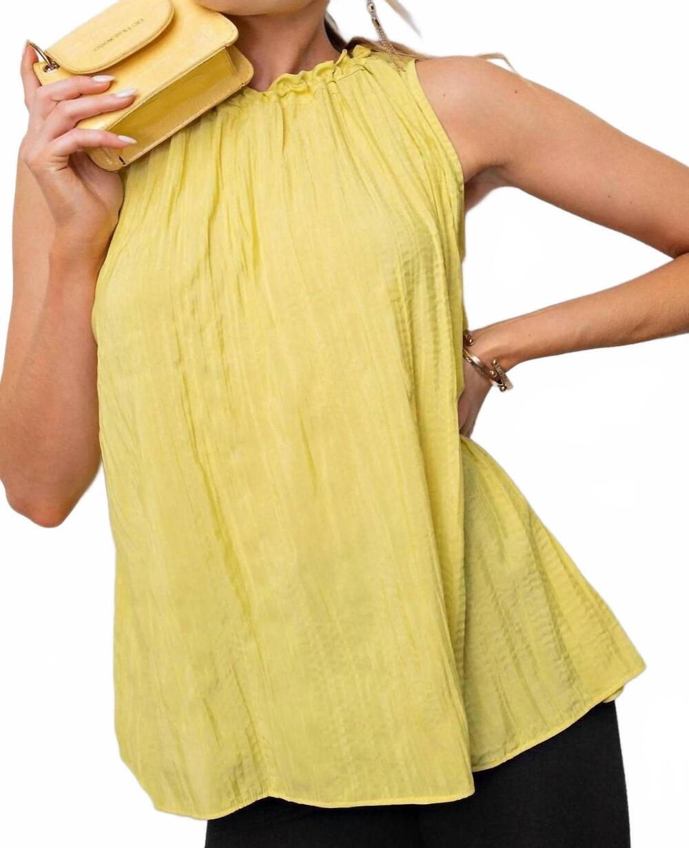 NEW KORI classic textured sleeveless blouse in vibrant yellow